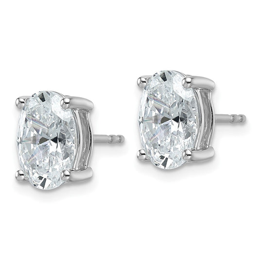 14k White Gold 4 carat Lab Grown Diamond VS+ F+ Complete Oval Four Prong Stud Earrings