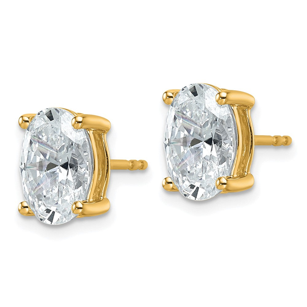 14k 4 carat Lab Grown Diamond VS/SI+ G+ Complete Oval Four Prong Stud Earrings