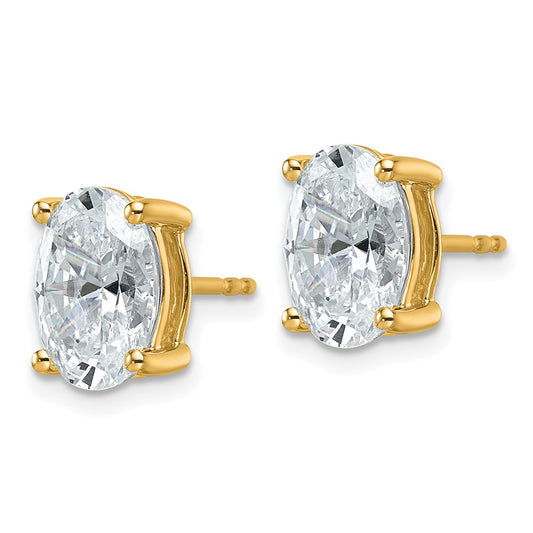 14k 4 carat Lab Grown Diamond VS/SI+ G+ Complete Oval Four Prong Stud Earrings