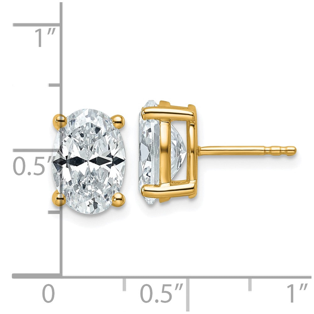 14k 4 carat Lab Grown Diamond VS/SI+ G+ Complete Oval Four Prong Stud Earrings