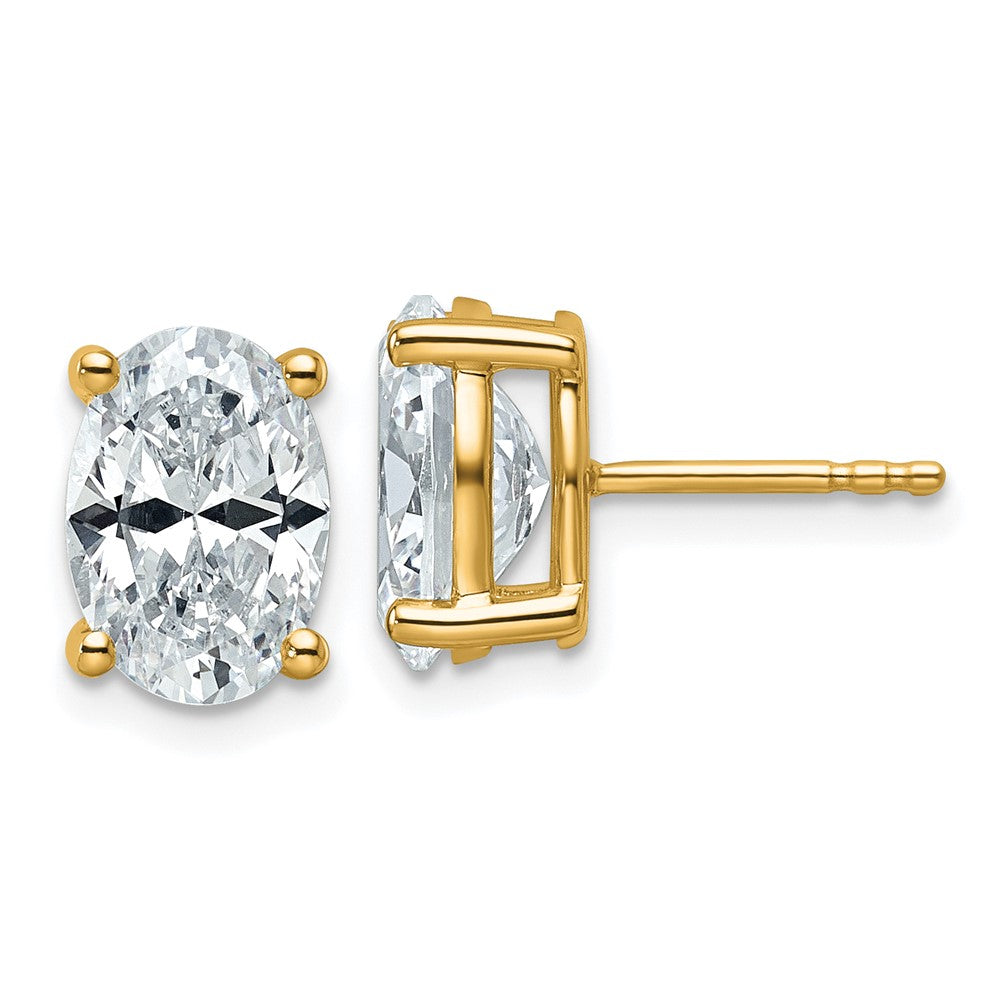 14k 4 carat Lab Grown Diamond VS/SI+ G+ Complete Oval Four Prong Stud Earrings