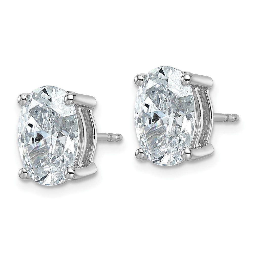 14k White Gold 5 carat Lab Grown Diamond VS+ F+ Complete Oval Four Prong Stud Earrings