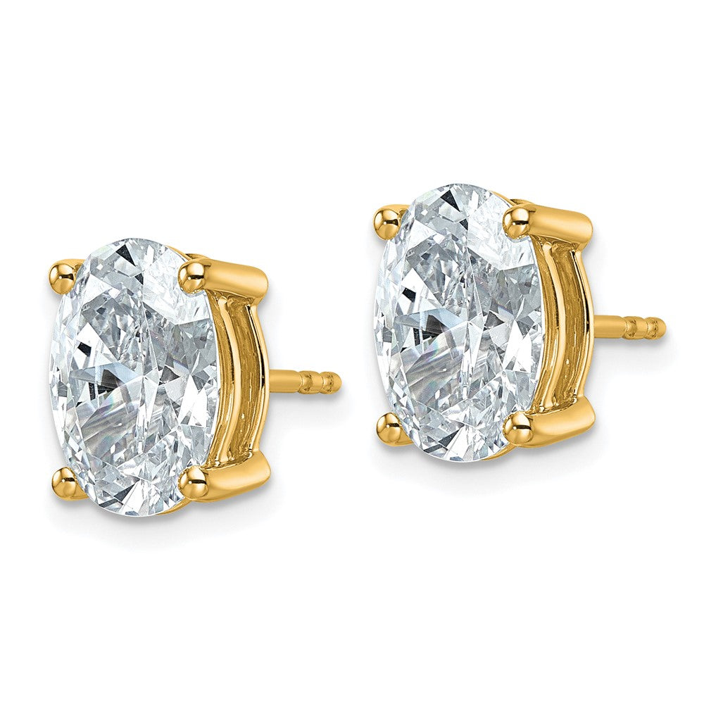 14k 5 carat Lab Grown Diamond VS/SI+ G+ Complete Oval Four Prong Stud Earrings