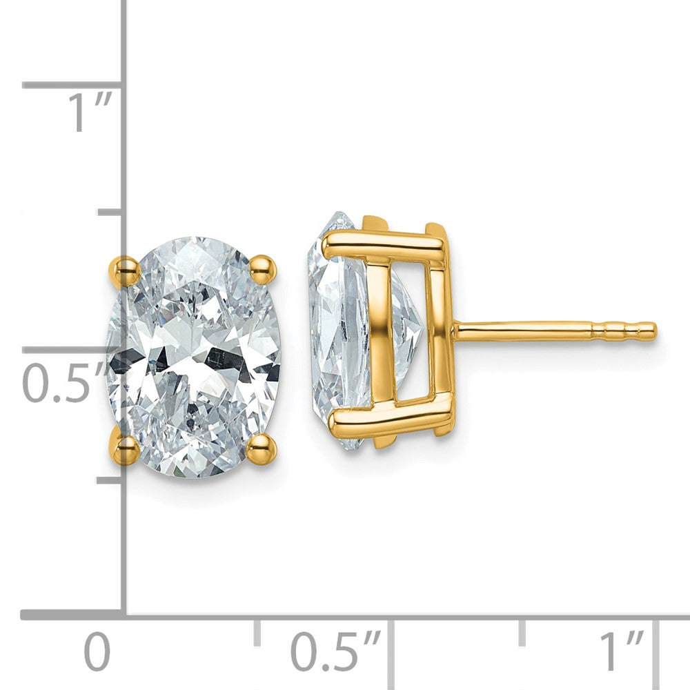 14k 5 carat Lab Grown Diamond VS/SI+ G+ Complete Oval Four Prong Stud Earrings