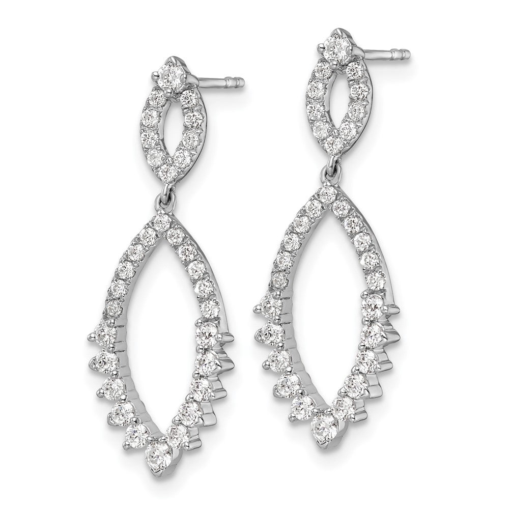 14k White Gold 3/4 carat Lab Grown Diamond VS/SI+ G+ Complete Fashion Dangle Post Earrings