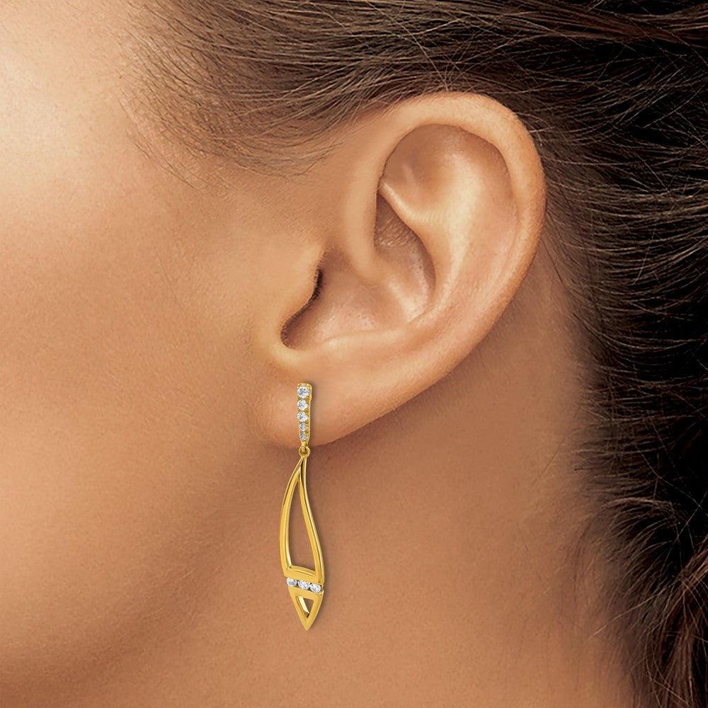 14K Lab Grown Diamond VS/SI+ G+ Curved Post Dangle Earrings