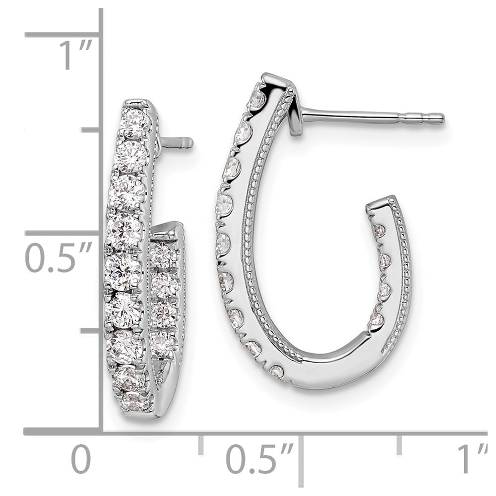 14k White Gold 1 carat Lab Grown Diamond VS/SI+ G+ Complete In and Out J-Hoop Hoop Earrings