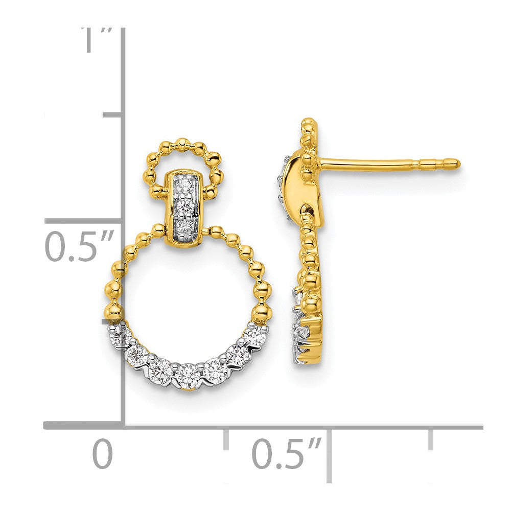 14k 1/4 carat Lab Grown Diamond VS/SI+ G+ Circle Dangle Post Earrings