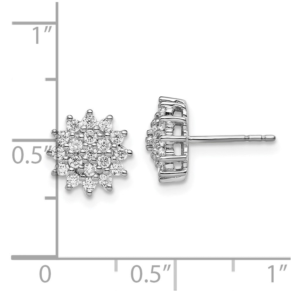 14k White Gold 1/2 carat Lab Grown Diamond VS/SI+ G+ Complete Cluster Post Earrings