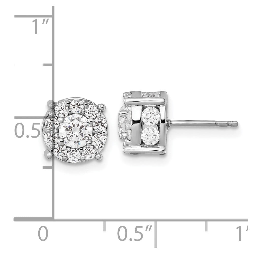 14k White Gold 2 carat Lab Grown Diamond VS/SI+ G+ Complete Round Fashion Halo Post Earrings