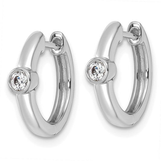 True Origin 14K White Gold 1/8 carat Lab Grown Diamond VS+ F+ Hinged Hoop Complete Earrings