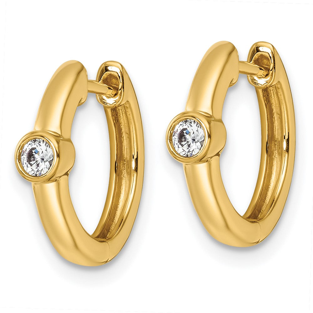 True Origin 14K Yellow Gold 1/8 carat Lab Grown Diamond VS+ F+ Hinged Hoop Complete Earrings