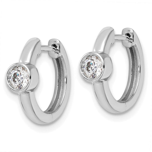 True Origin 14K White Gold 1/3 carat Lab Grown Diamond VS+ F+ Hinged Hoop Complete Earrings