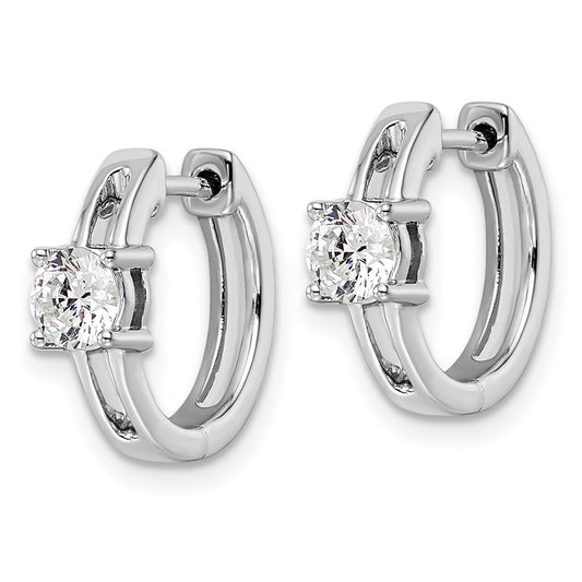 True Origin 14K White Gold 5/8 carat Lab Grown Diamond VS+ F+ Hinged Hoop Complete Earrings