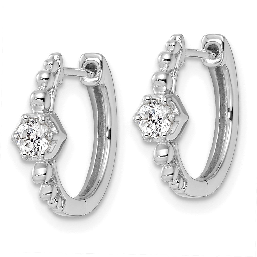 True Origin 14K White Gold 5/8 carat Lab Grown Diamond VS+ F+ Hinged Hoop Complete Earrings
