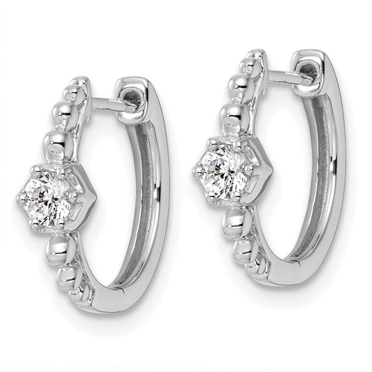 True Origin 14K White Gold 5/8 carat Lab Grown Diamond VS+ F+ Hinged Hoop Complete Earrings