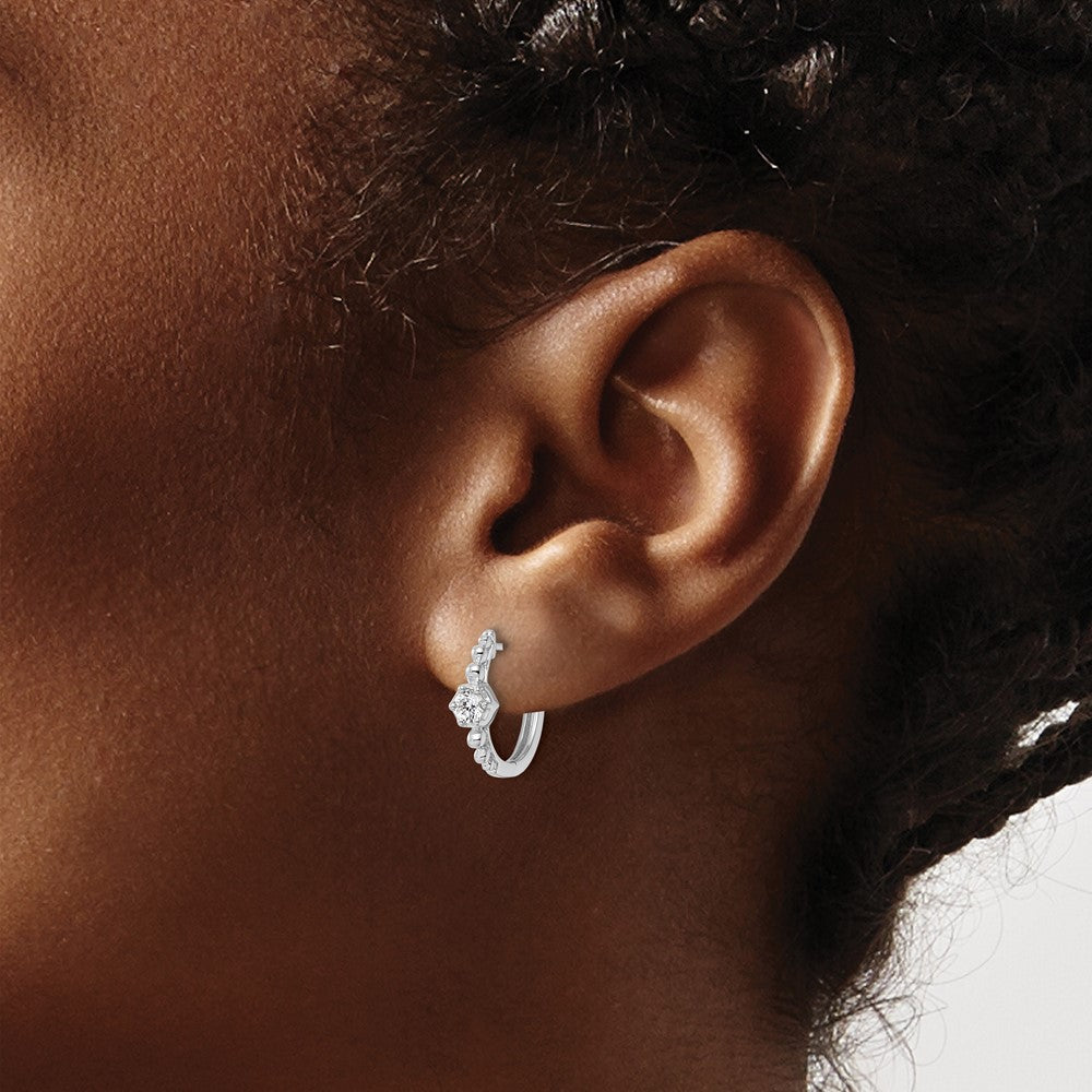True Origin 14K White Gold 5/8 carat Lab Grown Diamond VS+ F+ Hinged Hoop Complete Earrings