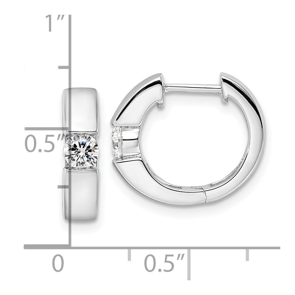 True Origin 14K White Gold 1/4 carat Lab Grown Diamond VS+ F+ Hinged Hoop Complete Earrings