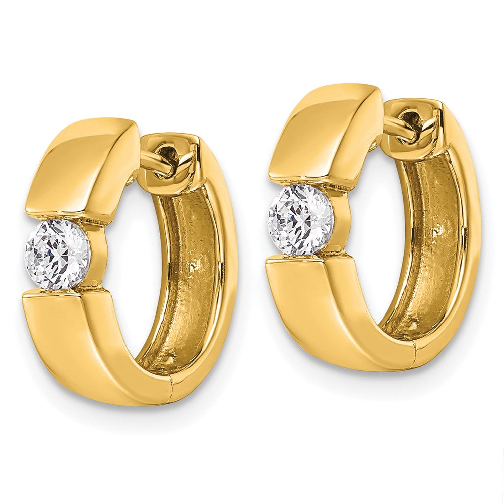 True Origin 14K Yellow Gold 1/4 carat Lab Grown Diamond VS+ F+ Hinged Hoop Complete Earrings