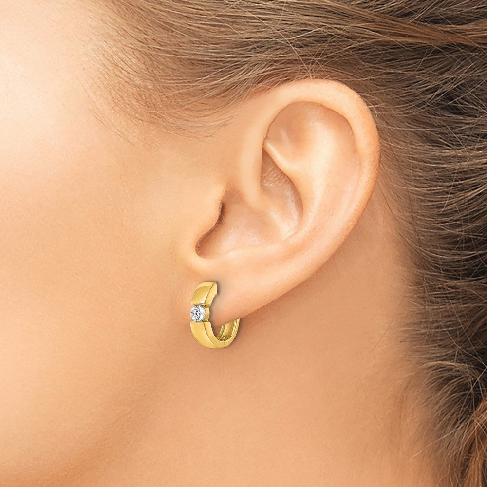 True Origin 14K Yellow Gold 1/4 carat Lab Grown Diamond VS+ F+ Hinged Hoop Complete Earrings