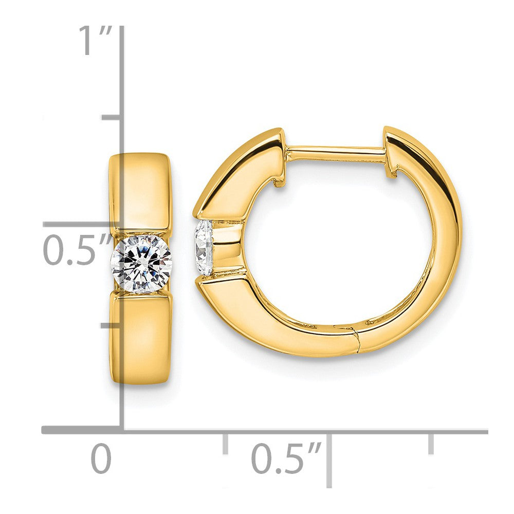 True Origin 14K Yellow Gold 1/4 carat Lab Grown Diamond VS+ F+ Hinged Hoop Complete Earrings