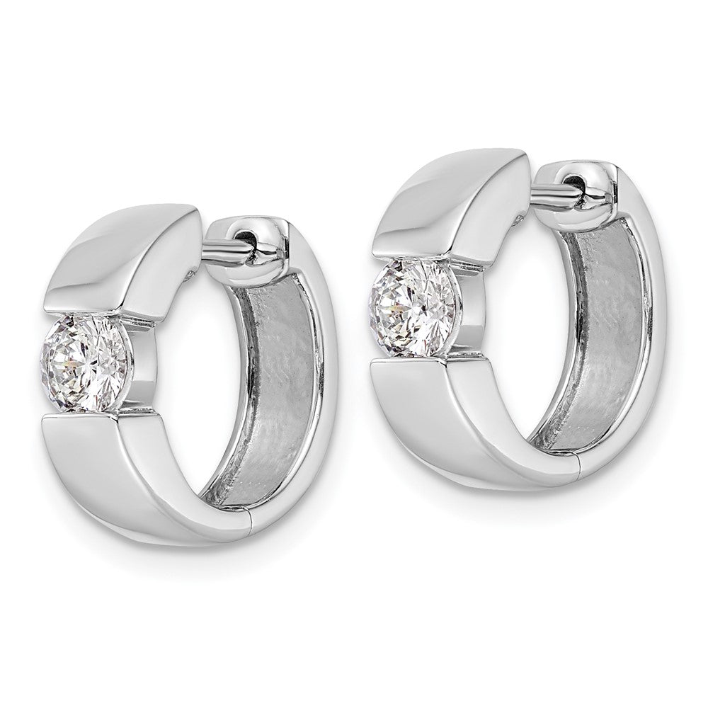 True Origin 14K White Gold 1/3 carat Lab Grown Diamond VS+ F+ Hinged Hoop Complete Earrings