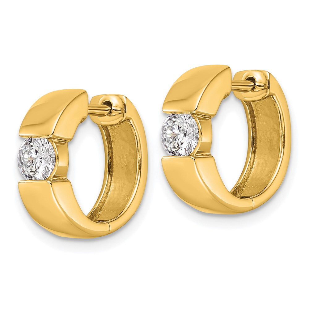 True Origin 14K Yellow Gold 1/3 carat Lab Grown Diamond VS+ F+ Hinged Hoop Complete Earrings