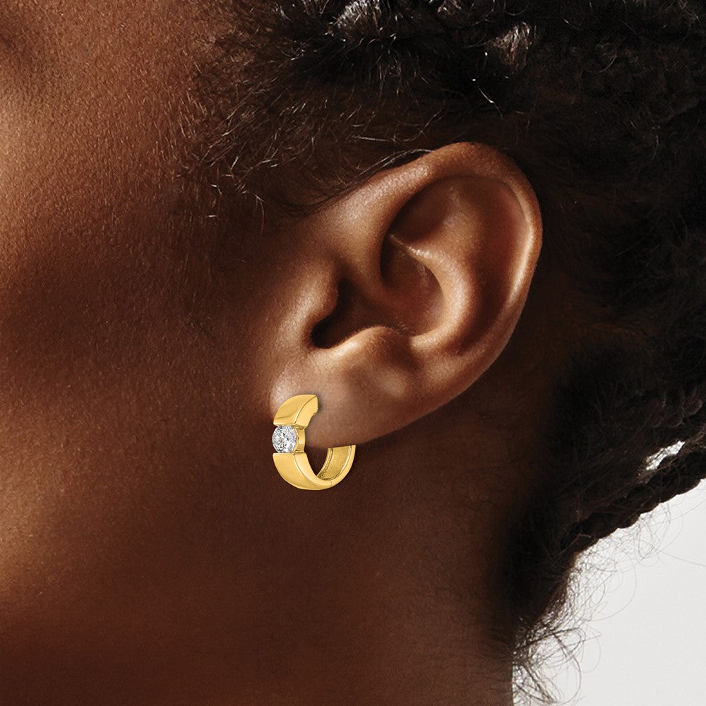 True Origin 14K Yellow Gold 1/3 carat Lab Grown Diamond VS+ F+ Hinged Hoop Complete Earrings