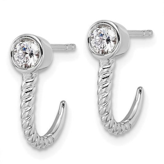 True Origin 14K White Gold 1/3 carat Lab Grown Diamond VS+ F+ Complete J-Hoop Earrings