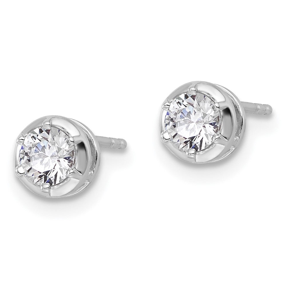 True Origin 14K White Gold 1/2 carat Lab Grown Diamond VS+ F+ Complete Solitaire Post Earrings