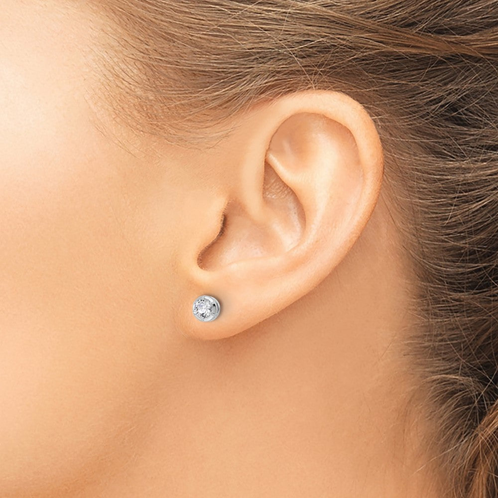 True Origin 14K White Gold 1/2 carat Lab Grown Diamond VS+ F+ Complete Solitaire Post Earrings
