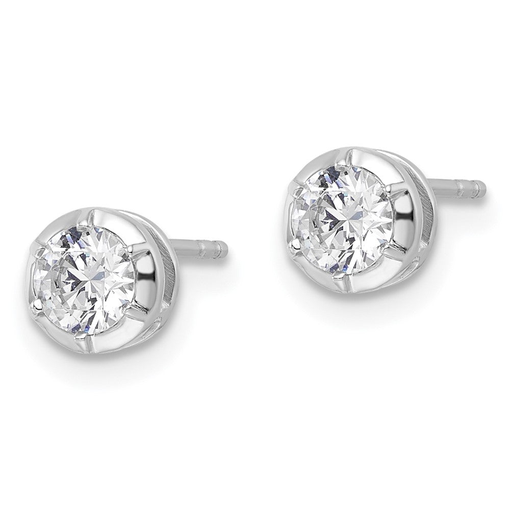 True Origin 14K White Gold 5/8 carat Lab Grown Diamond VS+ F+ Complete Solitaire Post Earrings