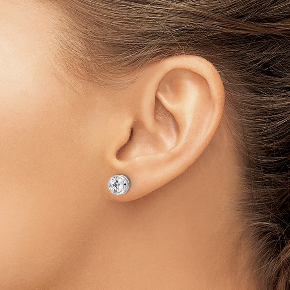 True Origin 14K White Gold 1 1/2 carat Lab Grown Diamond VS+ F+ Complete Solitaire Post Earrings