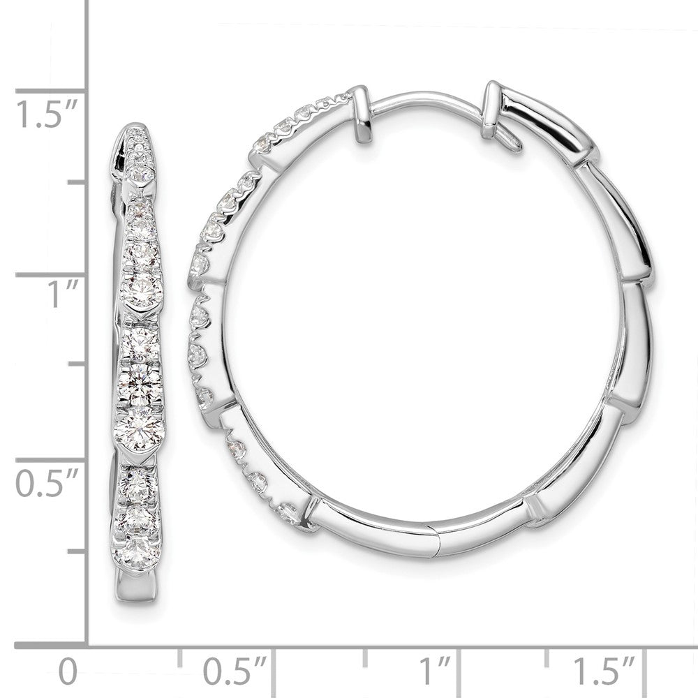 True Origin 14K White Gold 1 1/5 carat Lab Grown Diamond VS+ F+ Hoop Complete Earrings
