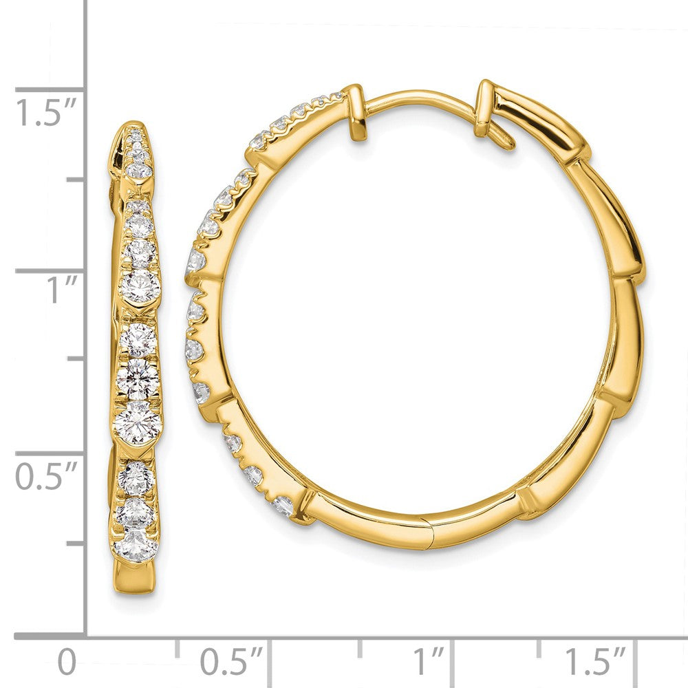 True Origin 14K Yellow Gold 1 1/5 carat Lab Grown Diamond VS+ F+ Hoop Complete Earrings