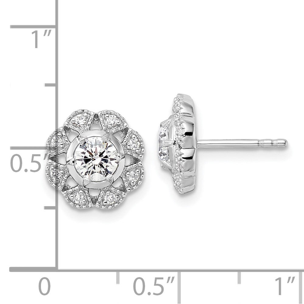 True Origin 14K White Gold 3/4 carat Lab Grown Diamond VS+ F+ Complete Floral Post Earrings