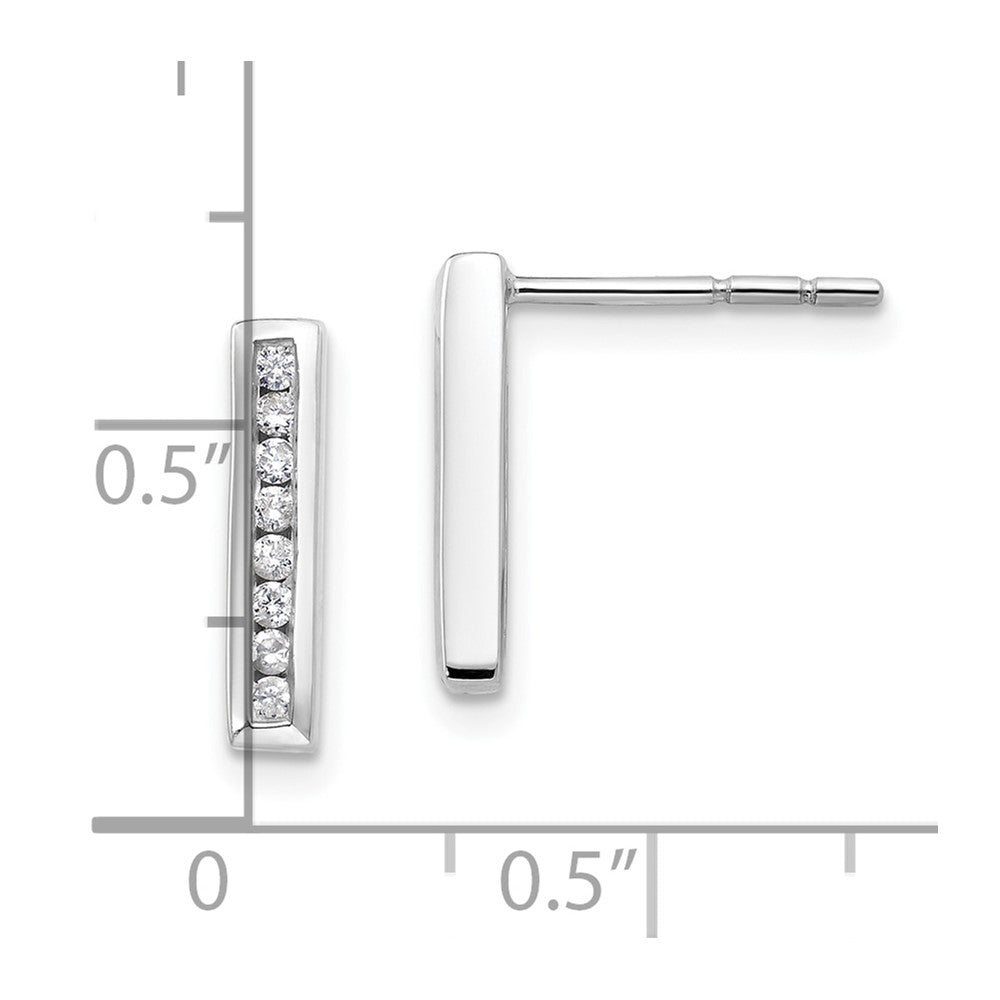14k White Gold 1/6 carat Lab Grown Diamond VS/SI+ G+ Complete Vertical Bar Post Earrings