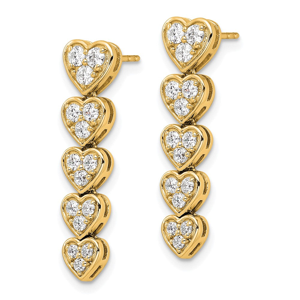 True Origin 14K Yellow Gold 1 carat Lab Grown Diamond VS+ F+ Complete Heart Dangle Post Earrings