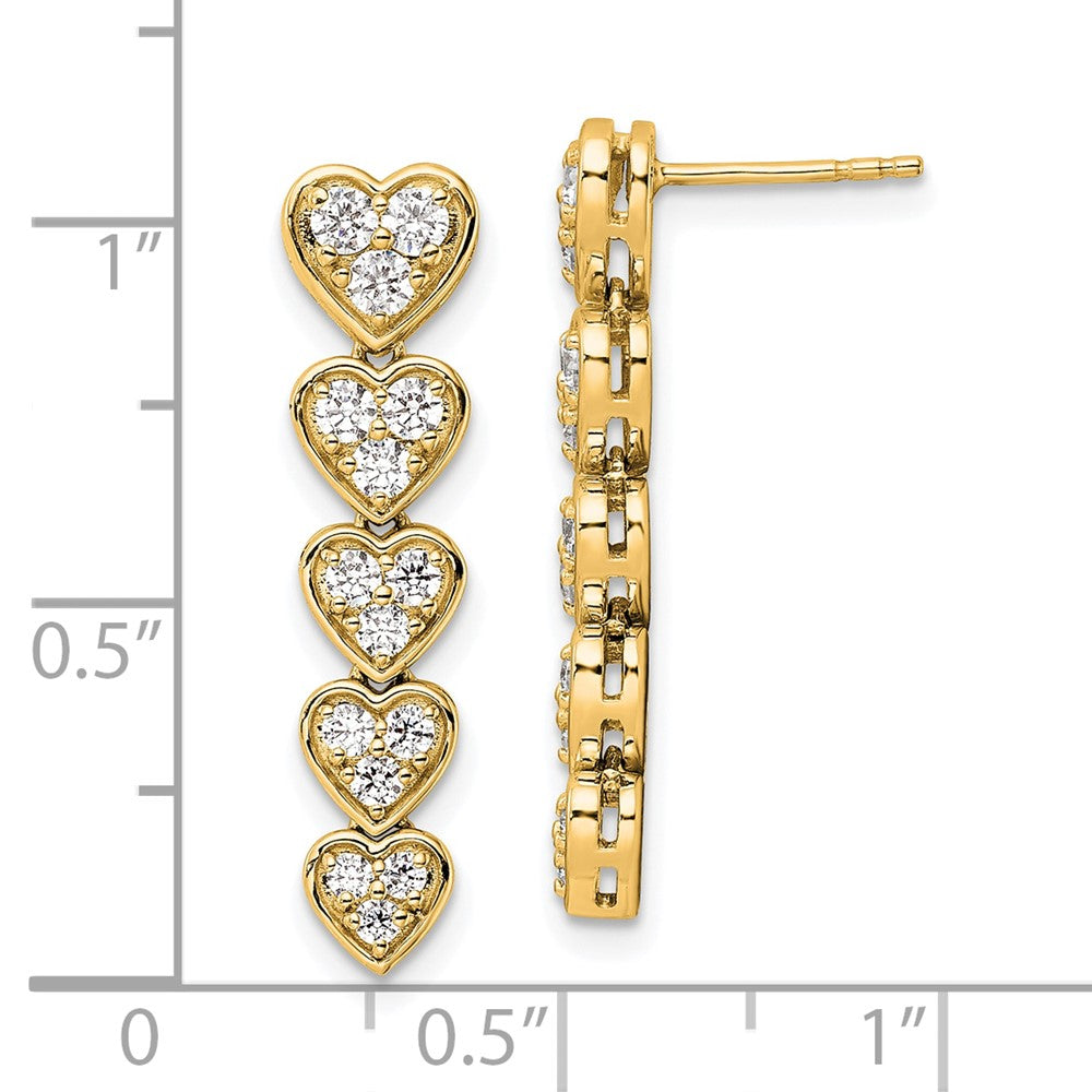 True Origin 14K Yellow Gold 1 carat Lab Grown Diamond VS+ F+ Complete Heart Dangle Post Earrings