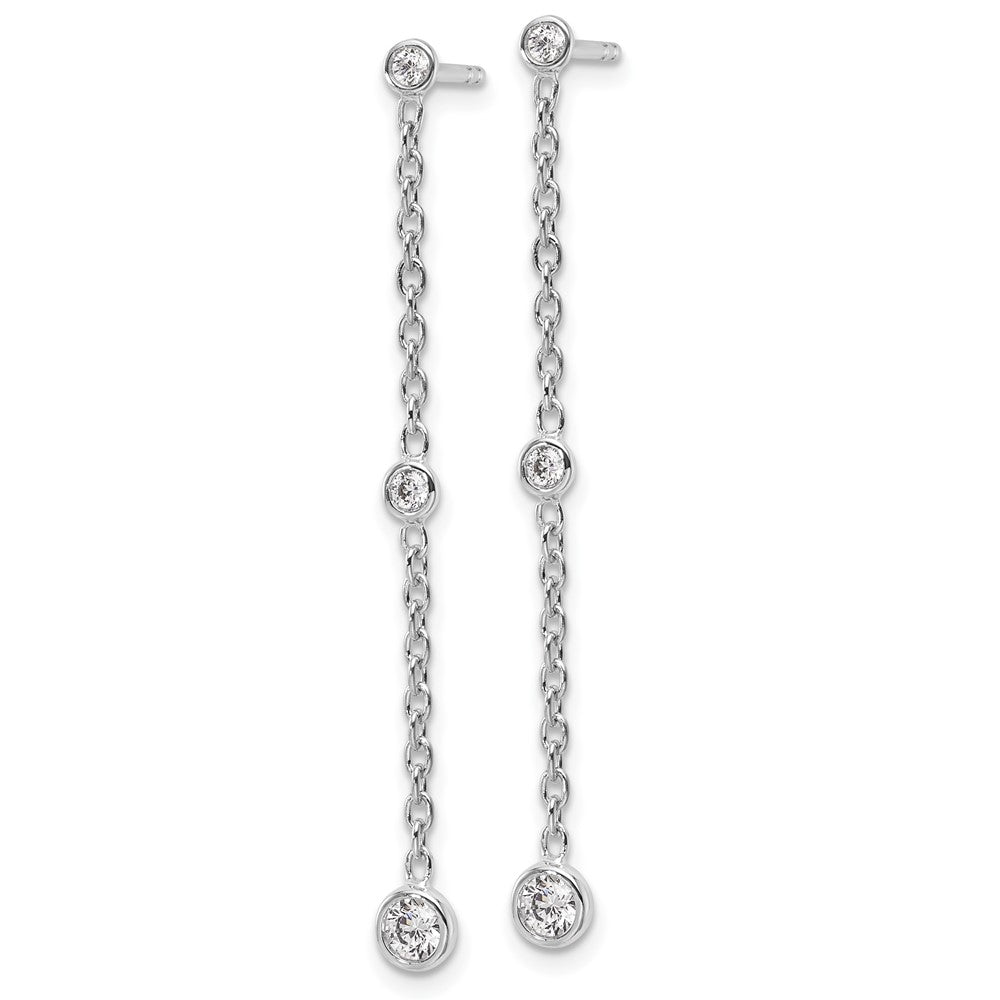 True Origin 14K White Gold 1/3 carat Lab Grown Diamond VS+ F+ Complete Graduated Dangle Post Earrings
