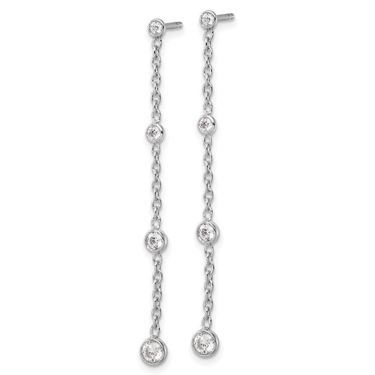 True Origin 14K White Gold 1/2 carat Lab Grown Diamond VS+ F+ Complete Graduated Dangle Post Earrings