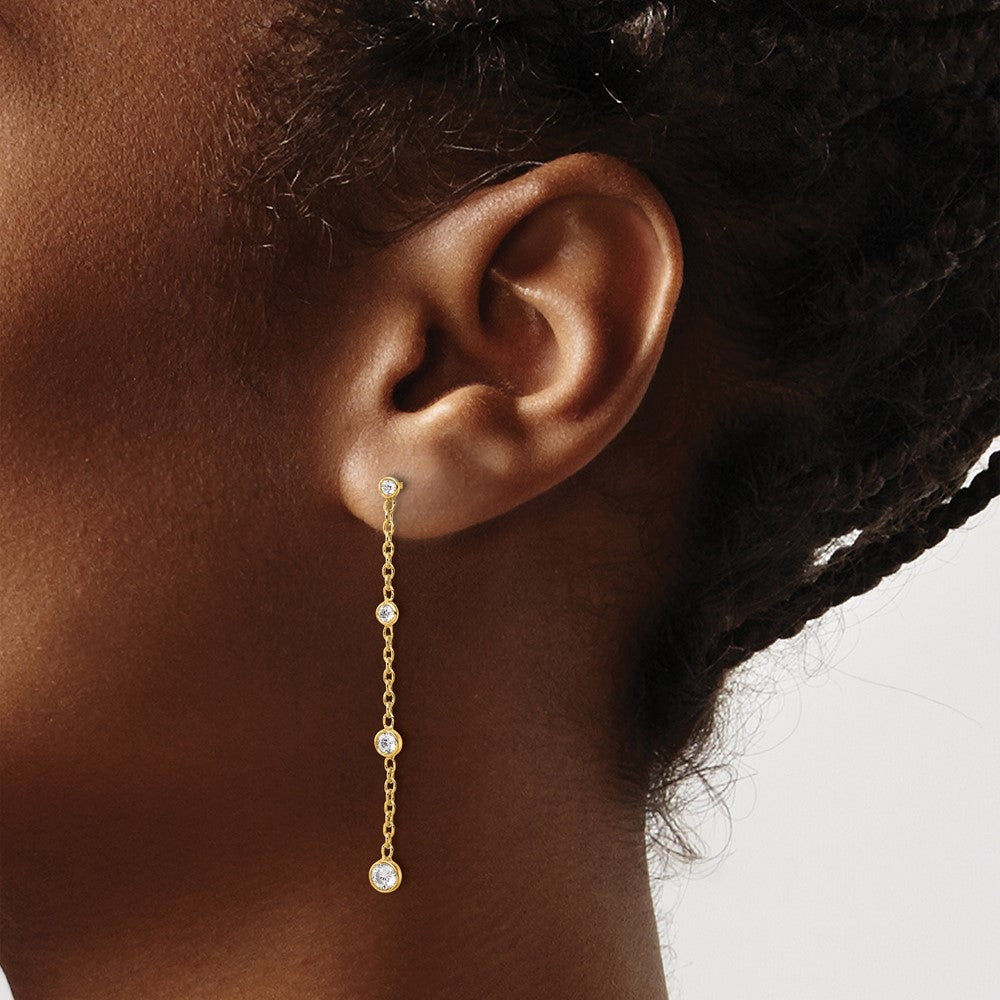 True Origin 14K Yellow Gold 1/2 carat Lab Grown Diamond VS+ F+ Complete Graduated Dangle Post Earrings