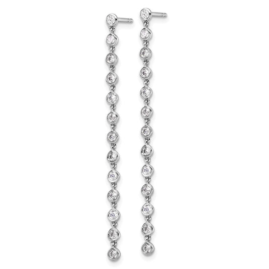 True Origin 14K White Gold 5/8 carat Lab Grown Diamond VS+ F+ Complete Graduated Dangle Post Earrings