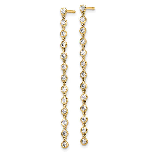 True Origin 14K Yellow Gold 5/8 carat Lab Grown Diamond VS+ F+ Complete Graduated Dangle Post Earrings