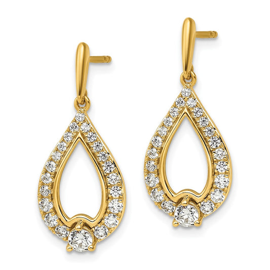14k 1 carat Lab Grown Diamond VS/SI+ G+ Teardrop Post Dangle Earrings