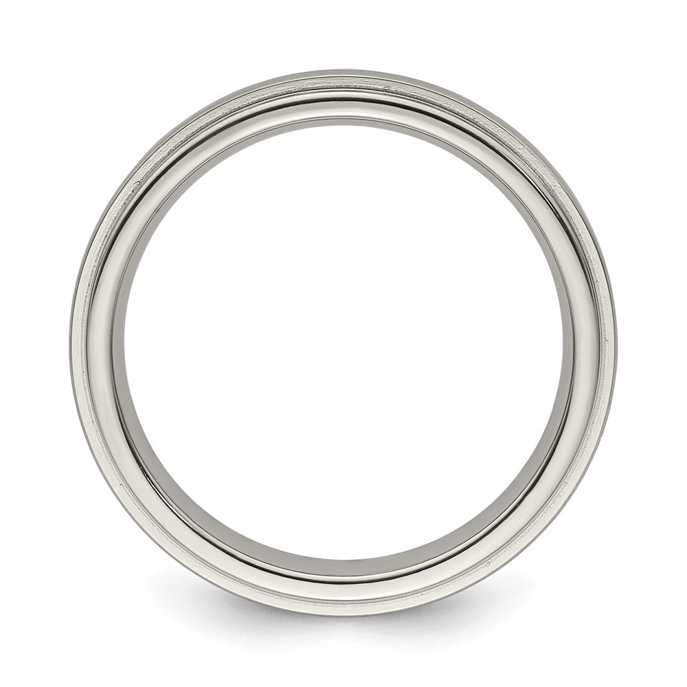 Edward Mirell Titanium Brushed/Polished Flat Step Edge 4mm Band Size 7.5
