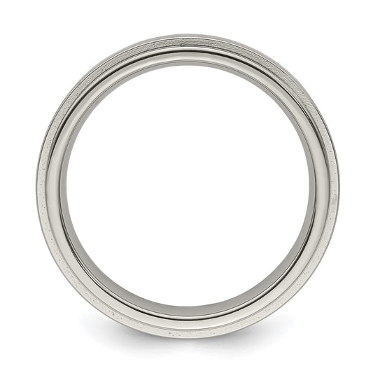 Edward Mirell Titanium Brushed/Polished Flat Step Edge 5mm Band Size 10