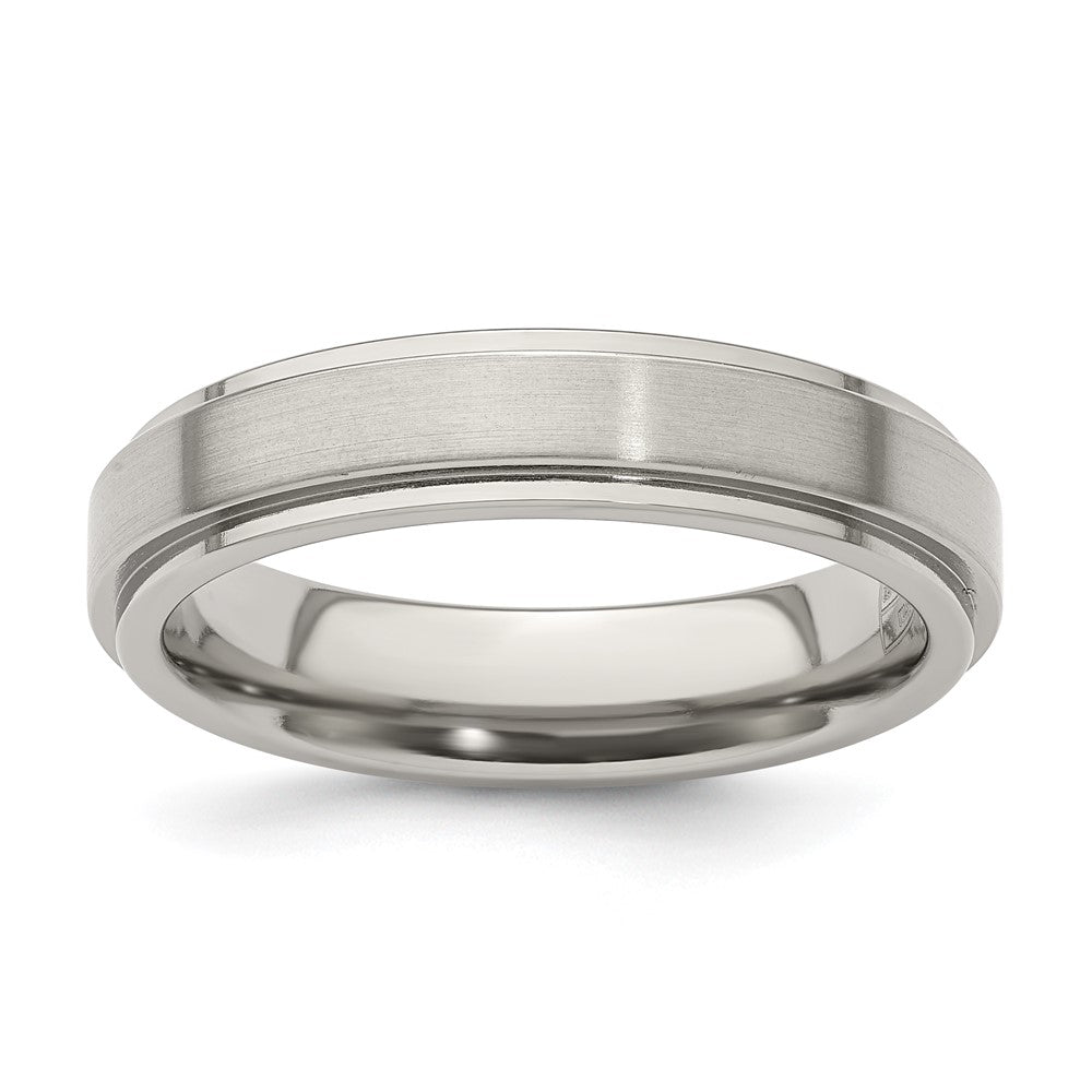 Edward Mirell Titanium Brushed/Polished Flat Step Edge 5mm Band Size 5.5