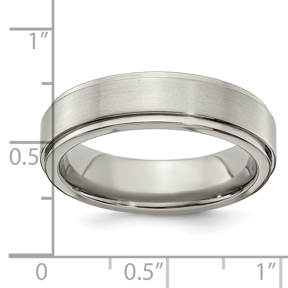 Edward Mirell Titanium Brushed/Polished Flat Step Edge 6mm Band Size 10