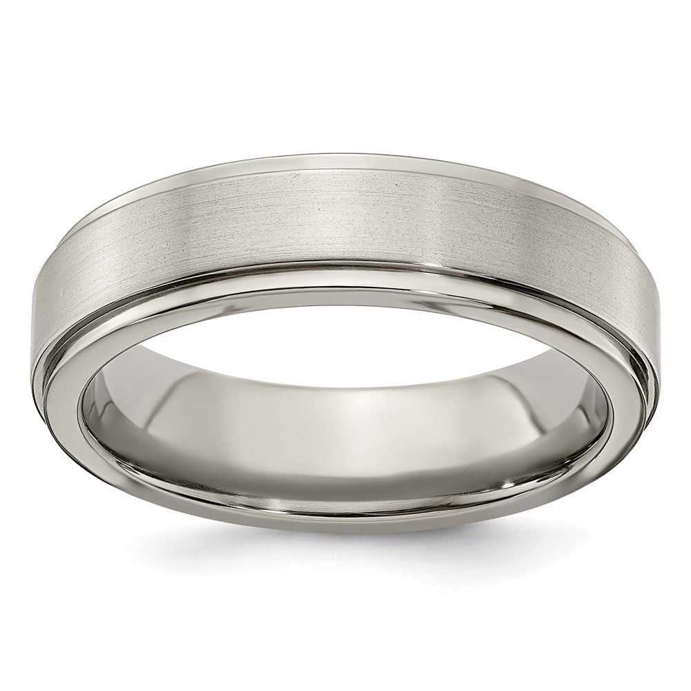 Edward Mirell Titanium Brushed/Polished Flat Step Edge 6mm Band Size 10